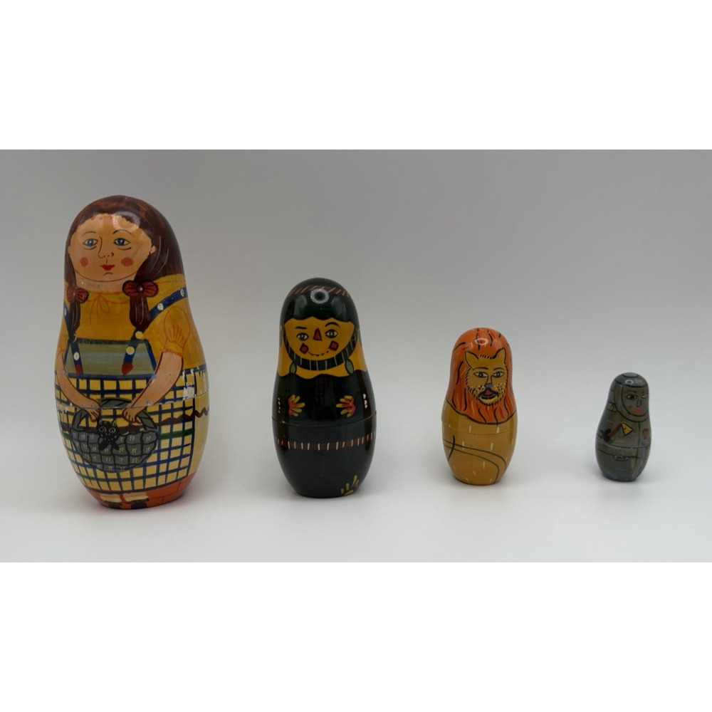 The Wizard of Oz Vintage Matryoshka Russian Wooden Nesting Dolls 4 Pieces